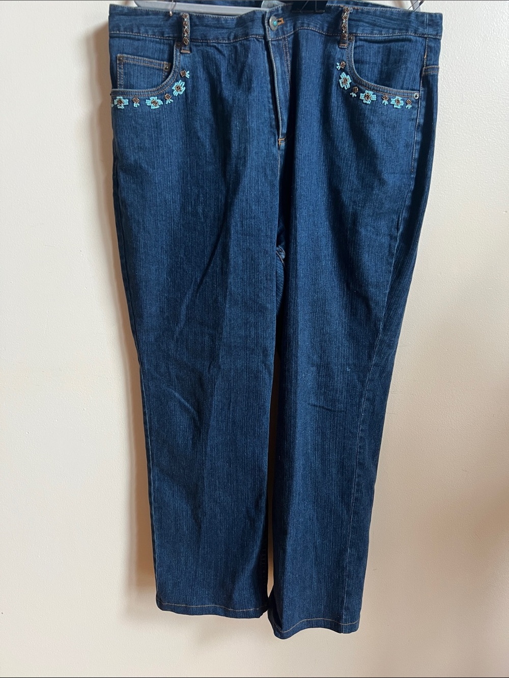 CJ banks beaded southwestern stretch jeans handmade beaded accent comfort OOAK